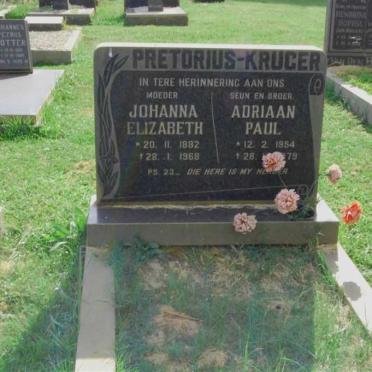 KRUGER Adriaan Paul 1954-1979 :: PRETORIUS Johanna Elizabeth 1882-1968