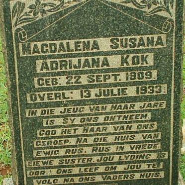KOK Magdalena Susana Adrijana 1909-1933