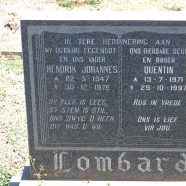 LOMBARD Hendrik Johannes 1947-1976 :: LOMBARD Quentin 1971-1997