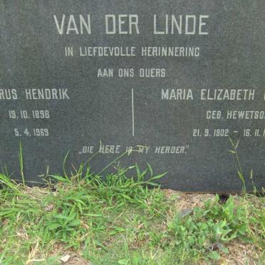 LINDE Petrus Hendrik, van der 1896-1969 &amp; Maria Elizabeth Catharina HEWETSON 1902-1968