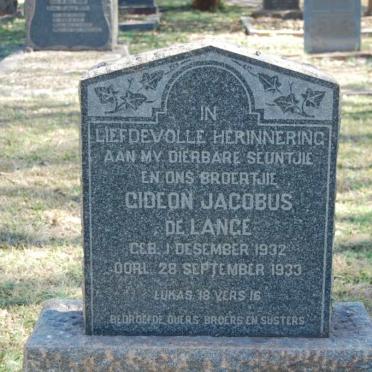 LANGE Gideon Jacobus, de 1932-1933