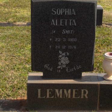 LEMMER Sophia Aletta nee SMIT 1900-1976