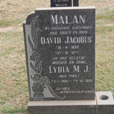 MALAN David Jacobus 1892-1977 &amp; Lydia M.J. POHL 1902-1989