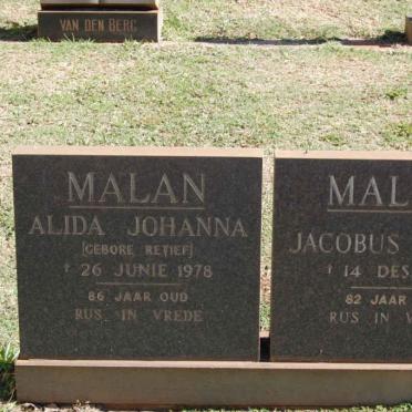 MALAN Jacobus Petrus -1974 &amp; Alida Johanna RETIEF -1978