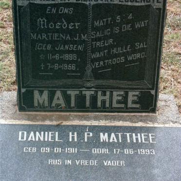 MATTHEE Daniel H.P. 1911-1993 &amp; Martiena J.M. JANSEN 1898-1956