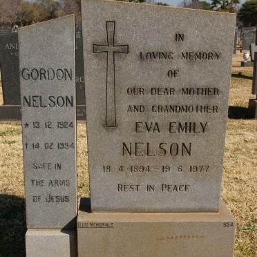 NELSON Eva Emily 1894-1977 :: NELSON Gordon 1924-1994 &amp;