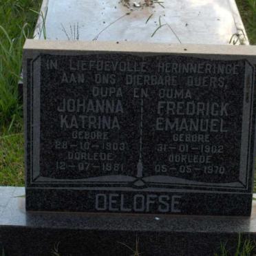OELOFSE Fredrick Emanuel 1902-1970 &amp; Johanna Katrina 1903-1981