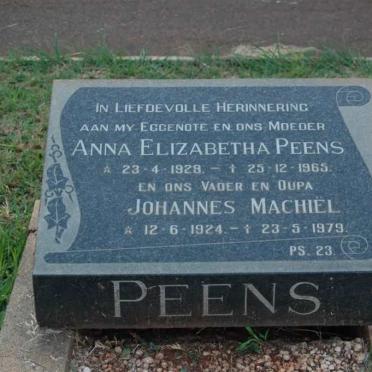 PEENS Johannes Machiel 1924-1979 &amp; Anna Elizabeth 1928-1965
