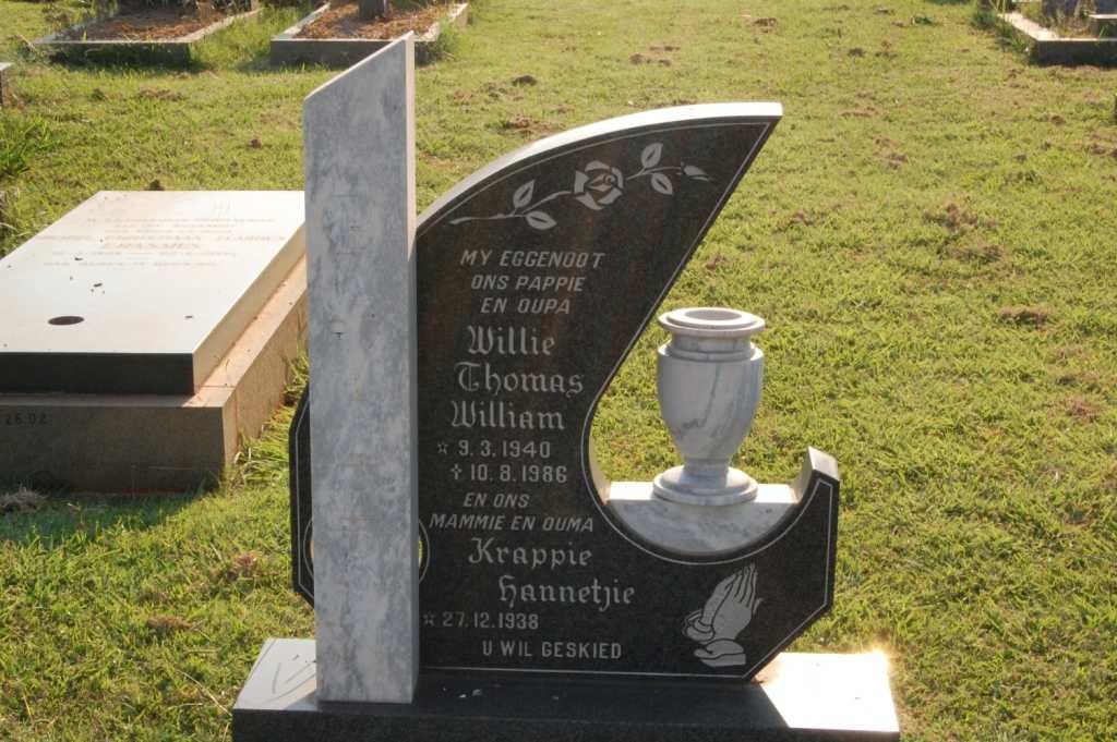 PAVIER Willie Thomas William 1940-1986 &amp; Krappie Hannetjie 1938-