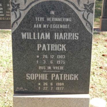 PATRICK William Harris 1903-1975 &amp; Sophie 1904-1977