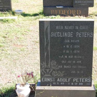 PETERS Ernst Adolf 1940-1989 :: PETERS Sieglinde nee HOOPS 1904-1974