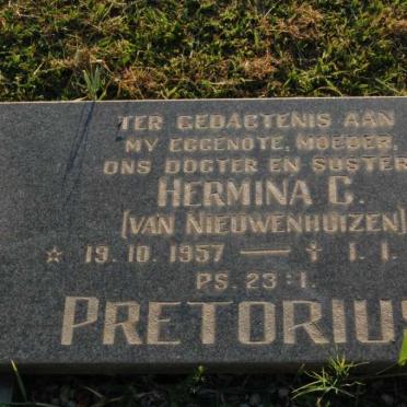 PRETORIUS Hermina C. nee VAN NIEUWENHUIZEN 1957-1979