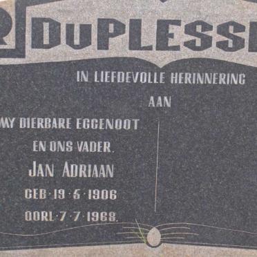 PLESSIS Jan Adriaan, du 1906-1968