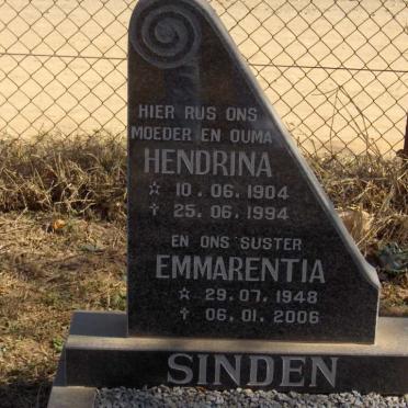 SINDEN Hendrina 1904-1994 :: SINDEN Emmarentia 1948-2006