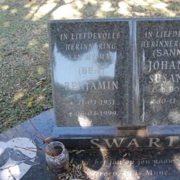 SWART Benjamin 1951-1999 &amp; Johanna Susanna BOTHA 1954-