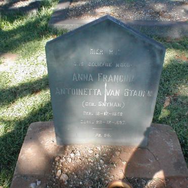 STADEN Anna Francina Antoinetta, van geb. SNYMAN 1852-1937