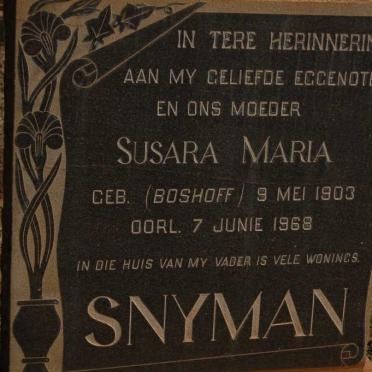 SNYMAN Susara Maria nee BOSHOFF 1903-1968