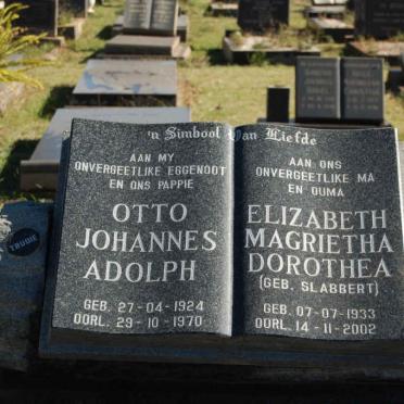 SCHOLTZ Otto Johannes Adolph 1924-1970 &amp; Elizabeth Magrietha Dorothea SLABBERT 1933-2002