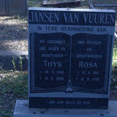 VUUREN Thys, Jansen van 1904-1994 &amp; Rosa 1911-1995