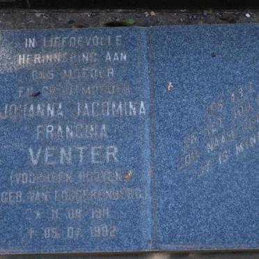 VENTER Henderik F.C. 1924-1962 &amp; Johanna Jacomina Francina VAN LOGGERENBERG voorheen BOOYENS 1911-1982