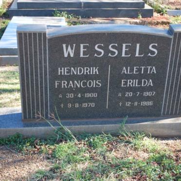 WESSELS Hendrik Francois 1900-1970 &amp; Aletta Elrida 1907-1986