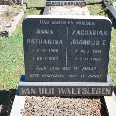 WALTSLEBEN Zacharias Jacobus E., van der 1901-1968 &amp; Anna Catharina 1906-1983
