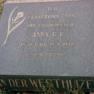 WESTHUIZEN Anna C.E., van der 1884-1972
