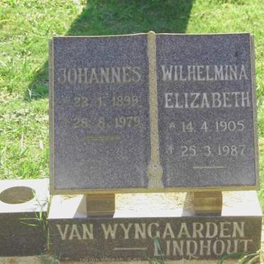 WYNGAARDEN Johannes,van 1899-1979 &amp; Wilhelmina Elizabeth LINDHOUT 1905-1987