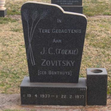 ZOVITSKY J.C. nee BONTHUYS 1937-1977