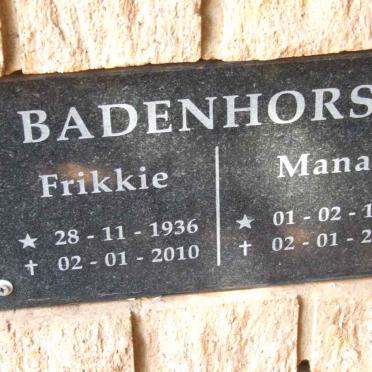BADENHORST Frikkie 1936-2010 &amp; Mana 1937-2010