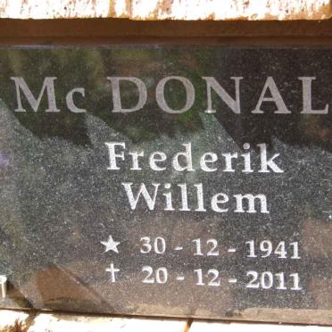 MCDONALD Frederik Willem 1941-2011