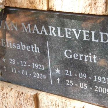 MAARLEVELD Gerrit, van 1921-2009 &amp; Elisabeth 1921-2009