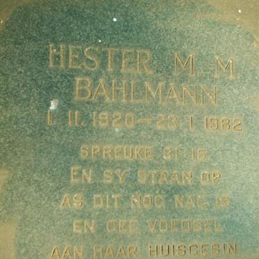 BAHLMANN Hester M.M. 1920-1982