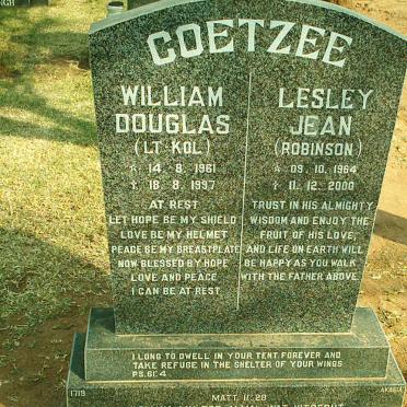 COETZEE William Douglas 1961-1997 &amp; Lesley Jean ROBINSON 1964-2000