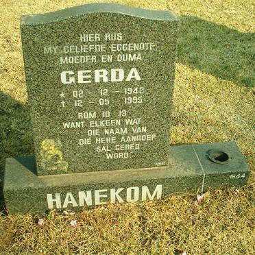 HANEKOM Gerda 1942-1995