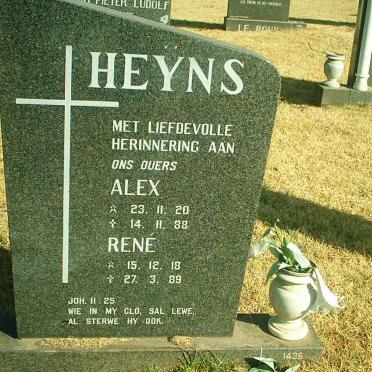 HEYNS Alex 1920-1988 &amp; Rene 1918-1989