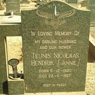 JANSON Theunis Nicolaas Hendrik 1920-1967