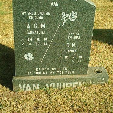 VUUREN D.N., van 1914-1991 &amp; A.C.M. 1918-1988