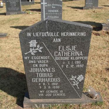 VENTER Johannes Tobias Gerhardus 1912-1990 &amp; Elsje Catherina KLOPPER 1911-1992
