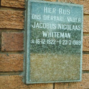 WHITEMAN Jacobus Nicolaas 1922-1989
