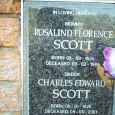 SCOTT Charles Edward 1925-2001 &amp; Rosalind Florence 1925-1989