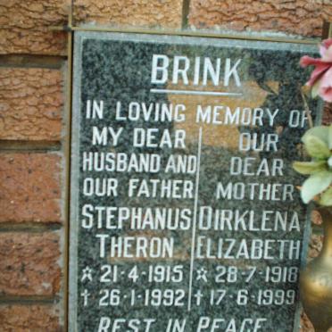 BRINK Stephanus Theron 1915-1992 &amp; Dirklena Elizabeth 1918-1999