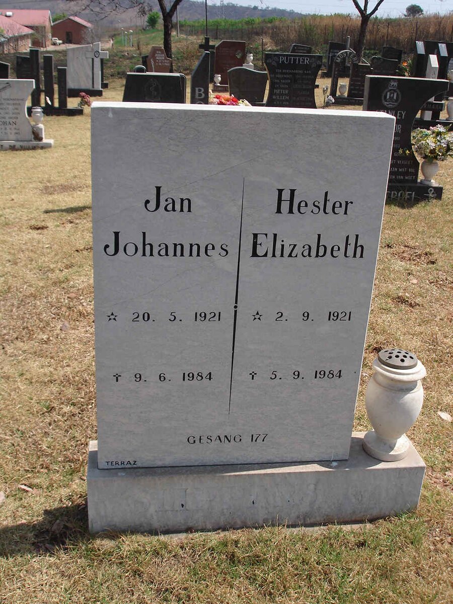 ? Jan Johannes 1921-1984 &amp; Hester Elizabeth 1921-1984