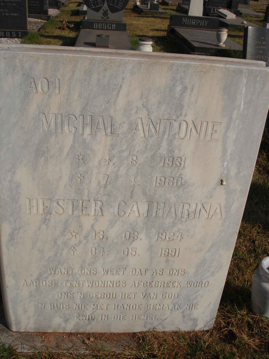 ? Michal Antonie 1931-1980 &amp; Hester Catharina 1924-1991