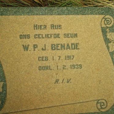 BENADE W.P.J. 1917-1939