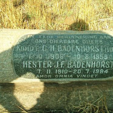 BADENHORST C.H. 1908-1959 &amp; Hester J.F. 1910-1984
