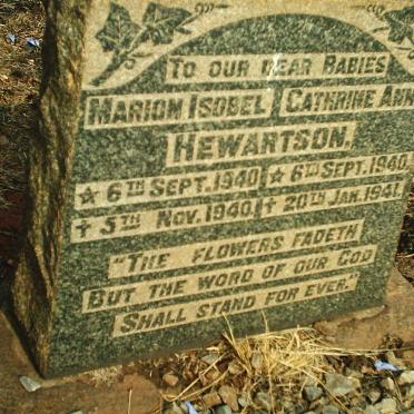 HEWARTSON Marion Isobel 1940-1940 :: HEWARTSON Cathrine Anne 1940-1941