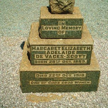 SCOTT Margaret Elizabeth Adelaide, de Vages 1889-1918