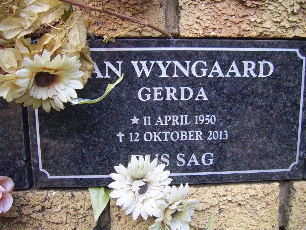 WYNGAARD Gerda, van 1950-2013