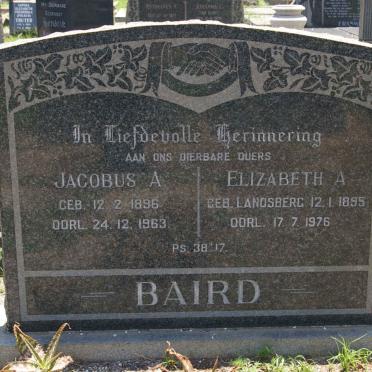 BAIRD Jacobus A. 1896-1963 &amp; Elizabeth A. LANDSBERG 1895-1976